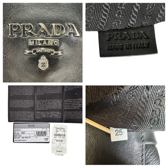 Prada Black Leather Shoulder Hand Bag Satchel Tote Soft Calf Skin Vintage - Picture 13 of 17